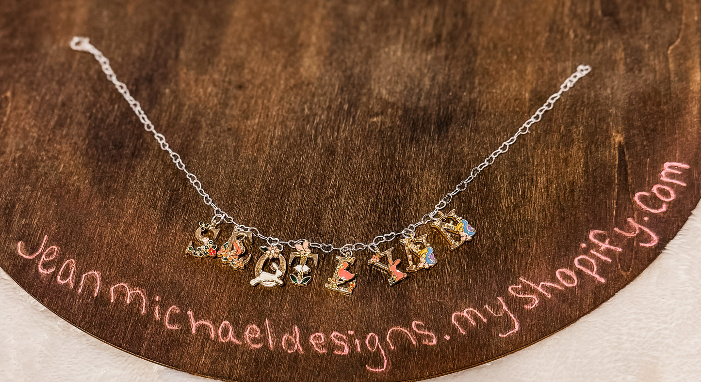 Custom Flower name necklace